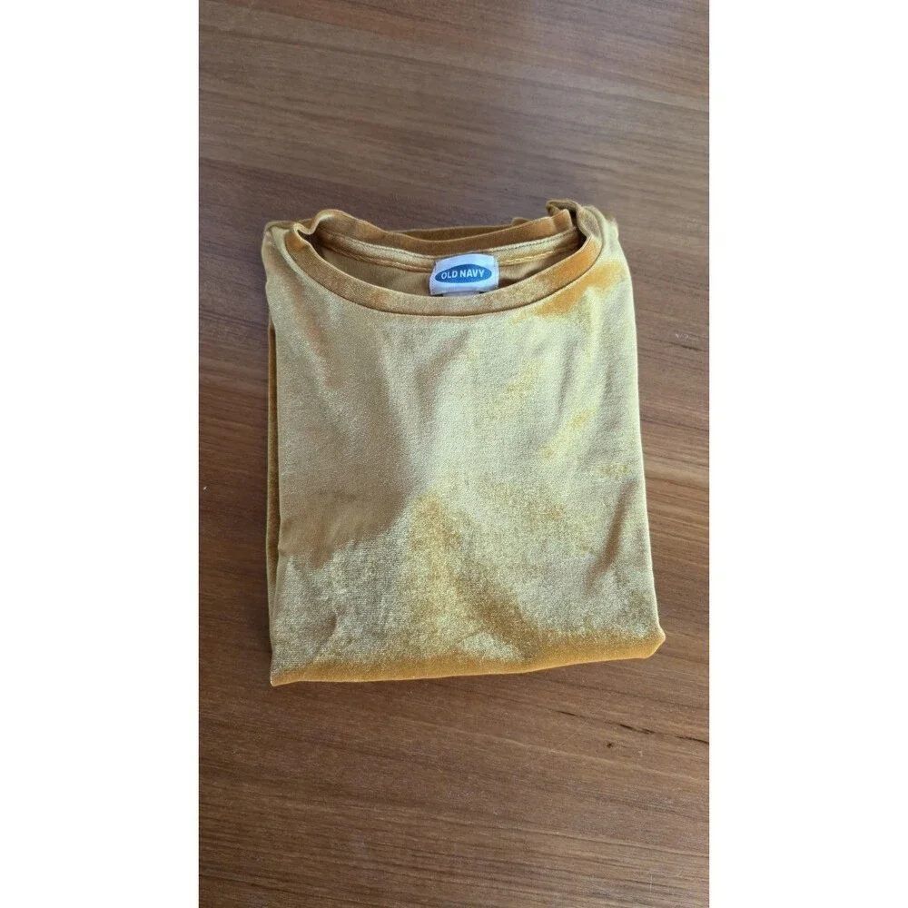 Old Navy Girl's Velvet Ruffled Short Sleeve Yellow Top Size L (10-12)